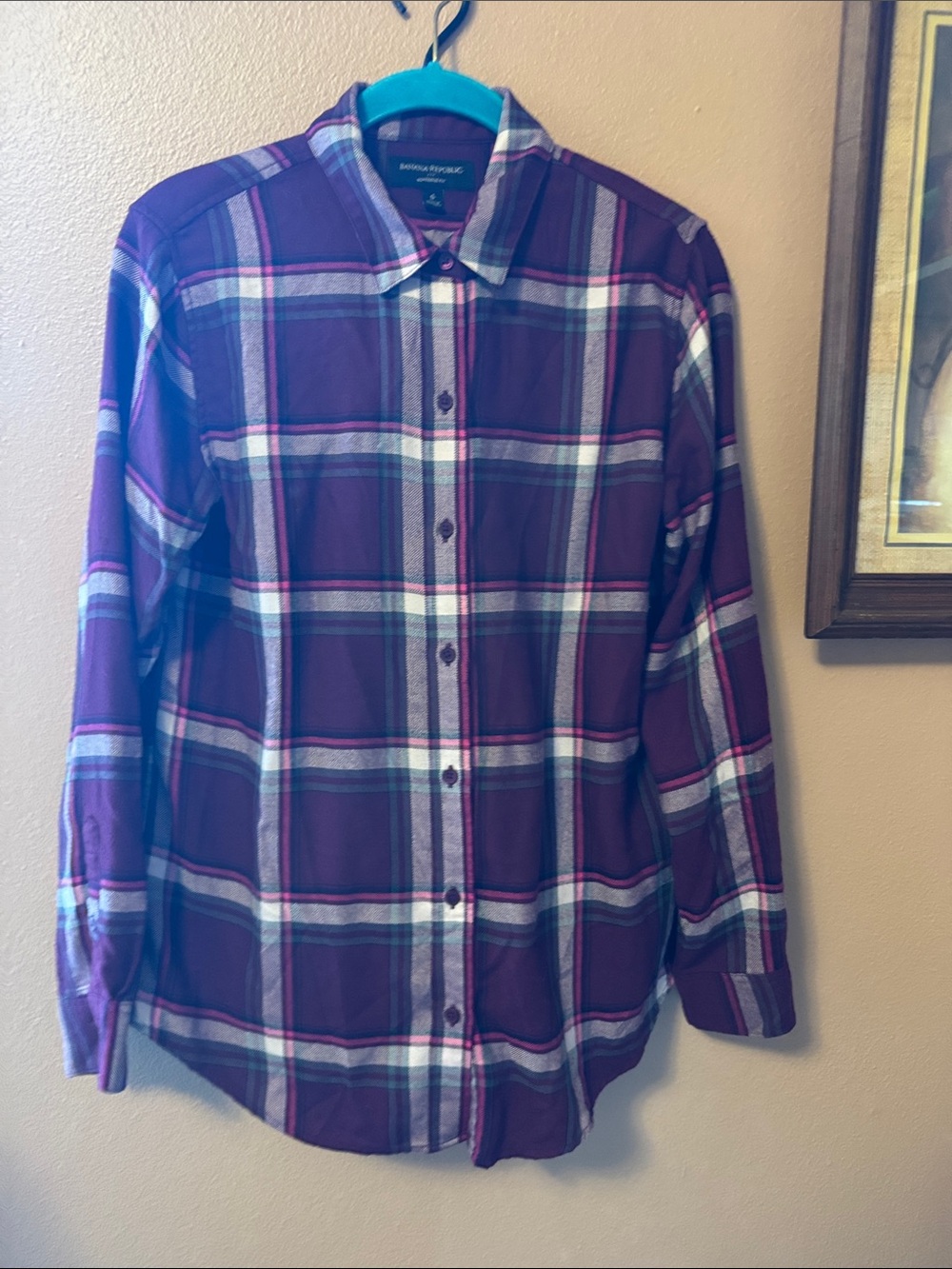Banana Republic Burgundy Plaid Button-Up Shirt